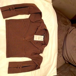 Zara houndstooth cropped long sleeve top